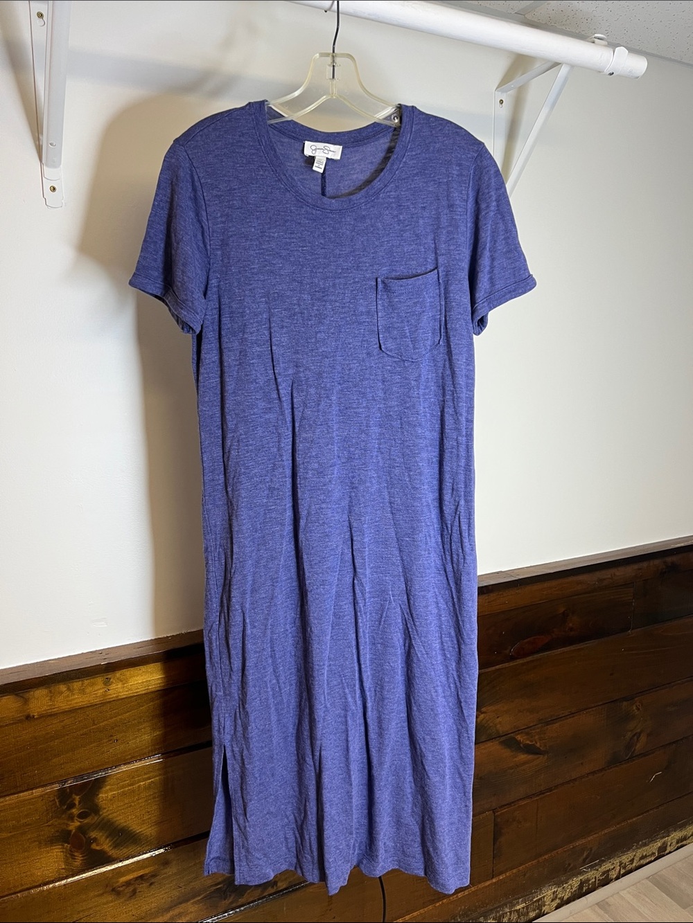 Jessica Simpson Blue Short-Sleeve T-Shirt Midi Dress with Chest Pocket- M‎